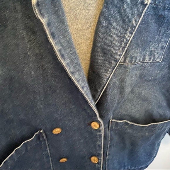 VINTAGE Nevada Denim Jacket Medium Blue Collar Jean Jacket Button Up - Picture 12 of 12